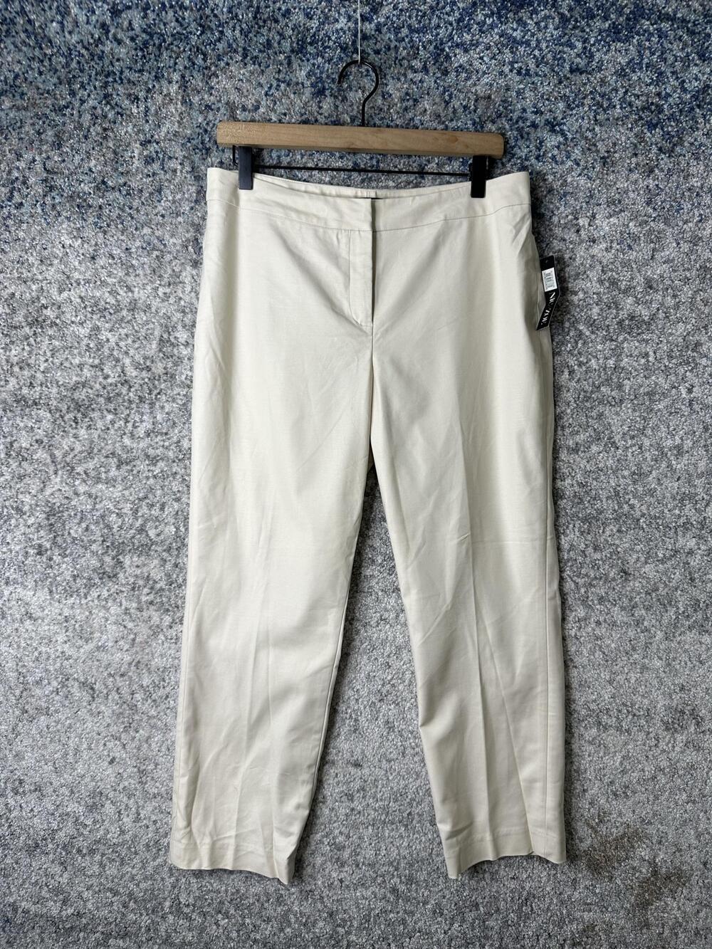 NIC+ZOE Pants Womens 10P Beige Twill Slim Straight Leg Dress Trousers Work